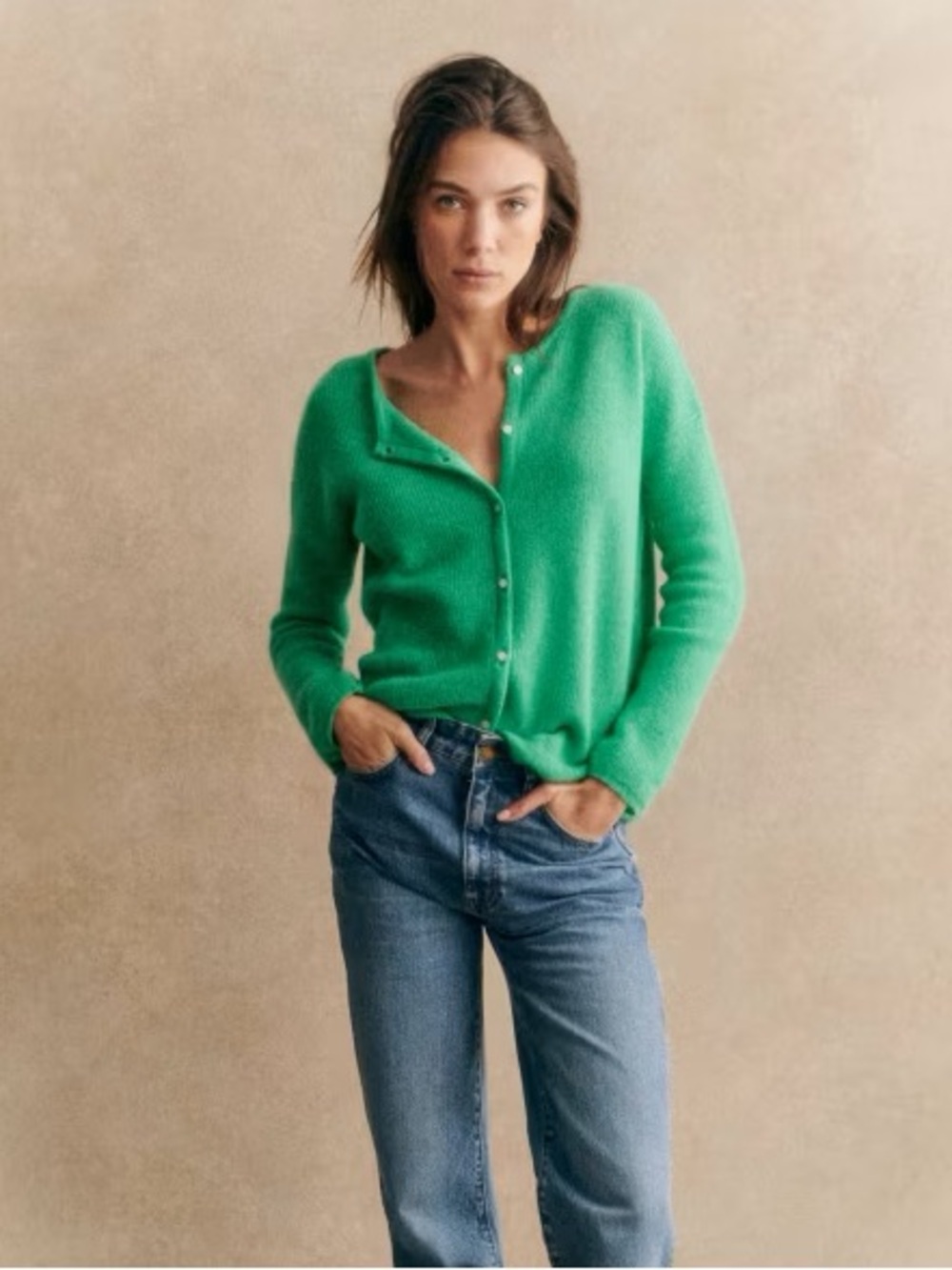 Sezane Gaspard Cardigan in Sea Bright Green - XS